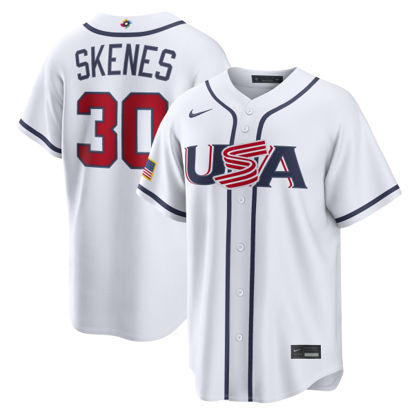 Men's USA Baseball Paul Skenes Nike White 2026 World Baseball Classic Home Stadium Jersey