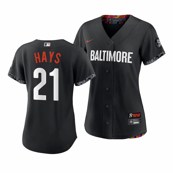 Women's Baltimore Orioles #21 Austin Hays 2023 City Connect Black Cool Base Jersey