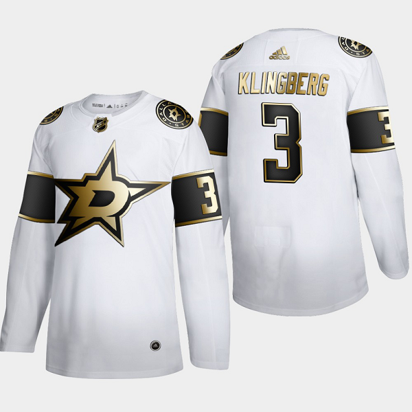 Dallas Stars #3 John Klingberg Men's Adidas White Golden Edition Limited Stitched NHL Jersey