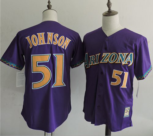 Mitchell And Ness Arizona Diamondbacks #51 Randy Johnson Purple Throwback Stitched MLB Jersey