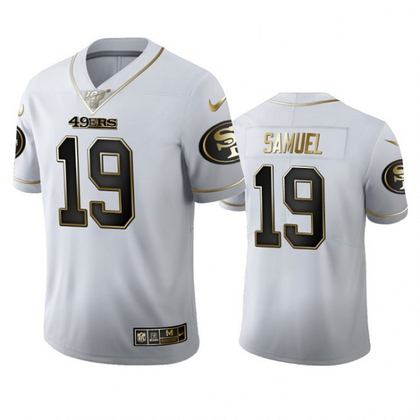 San Francisco 49ers #19 Deebo Samuel Men's Nike White Golden Edition Vapor Limited NFL 100 Jersey