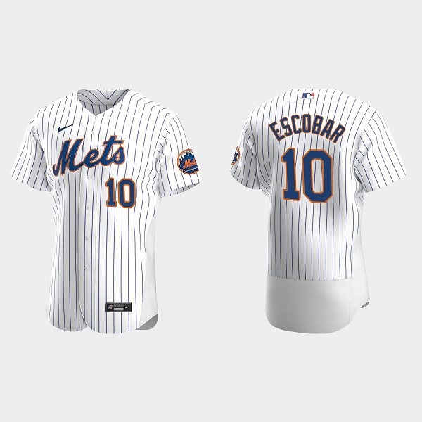 Men's New York Mets #10 Eduardo Escobar White Home Flex Base MLB Jersey