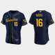 Men's Milwaukee Brewers #16 Kolten Wong Navy Alternate Flex Base MLB Jersey