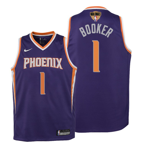 Youth Phoenix Suns #1 Devin Booker 2021 NBA Finals Purple Jersey