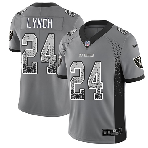 Nike Las Vegas Raiders #24 Marshawn Lynch Gray Men's Stitched NFL Limited Rush Drift Fashion Jersey