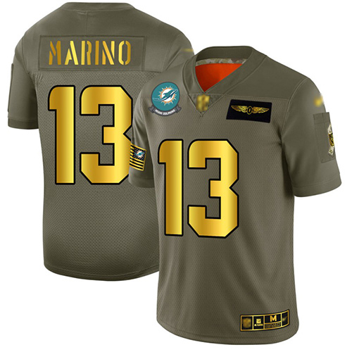 Men's Miami Dolphins #13 Dan Marino Camo/Gold Stitched NFL Limited 2019 Salute To Service Jersey