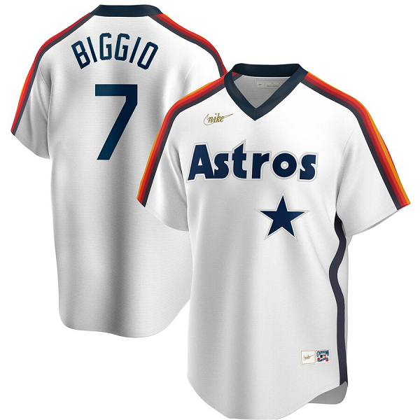 Men's NIKE Houston Astros #7 Craig Biggio Home Cooperstown Collection Logo Player White MLB Jersey