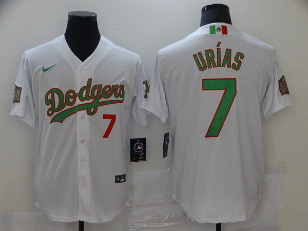 Men's Los Angeles Dodgers 7 Urias White Game 2021 Nike MLB Jersey