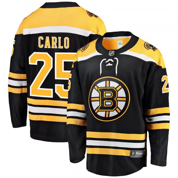 Men's Boston Bruins Brandon Carlo Fanatics Black Home Breakaway Player Jersey