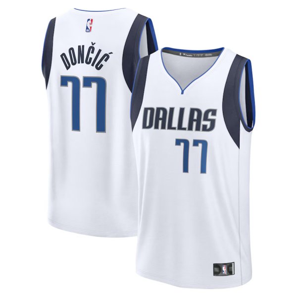 Men's Dallas Mavericks Luka DonÃÂiÃÂ Fanatics White Fast Break Replica Player Jersey - Association Edition