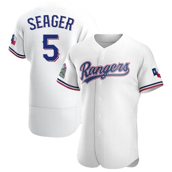 Men's Texas Rangers #5 Corey Seager White Home Jersey