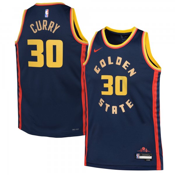 Stephen Curry #30 Golden State Warriors Nike Youth 2024/25 Swingman City EditionNavy Player Jersey