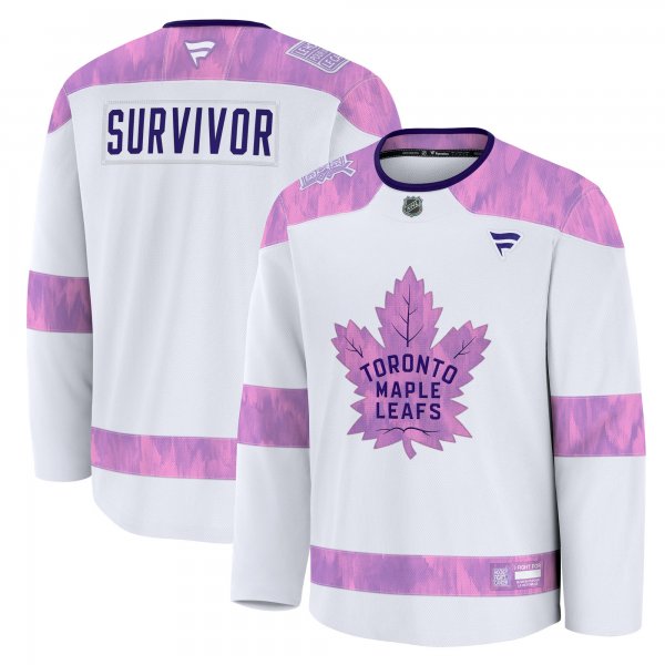 Men's Toronto Maple Leafs Fanatics White Hockey Fights Cancer Practice Jersey