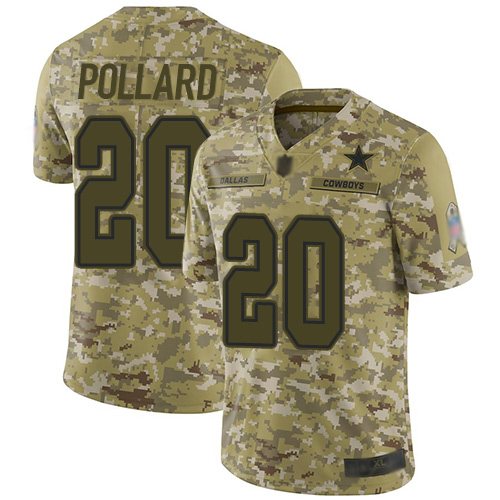 Men's Dallas Cowboys #20 Tony Pollard Camo Stitched NFL Limited 2018 Salute To Service Jersey