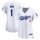 Women's Los Angeles Dodgers Nike White #1 Mom Home Limited Jersey