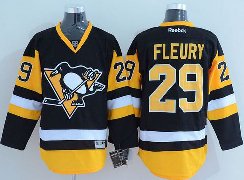 Pittsburgh Penguins #29 Andre Fleury Black Alternate Stitched NHL Jersey