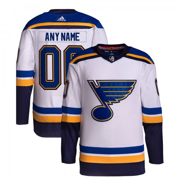 Men's St. Louis Blues  adidas White Away  Primegreen Custom Jersey