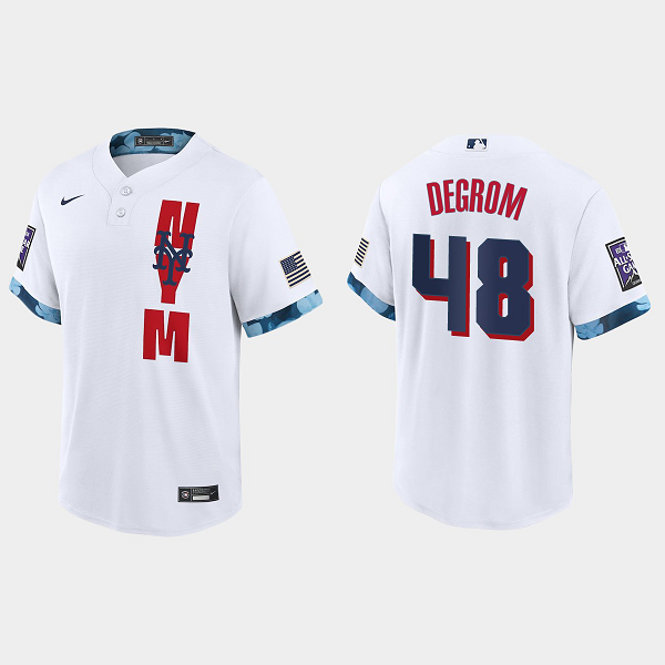 Men's New York Mets #48 Jacob deGrom White 2021 MLB All-Star Game Jersey