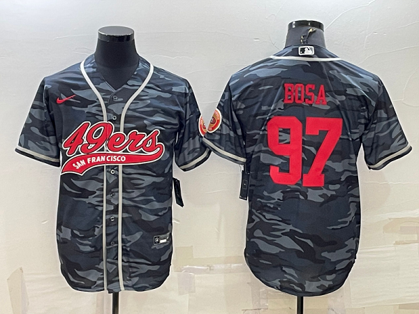 Men's San Francisco 49ers #97 Nick Bosa Camouflage Stitched Baseball Cool Base Jersey