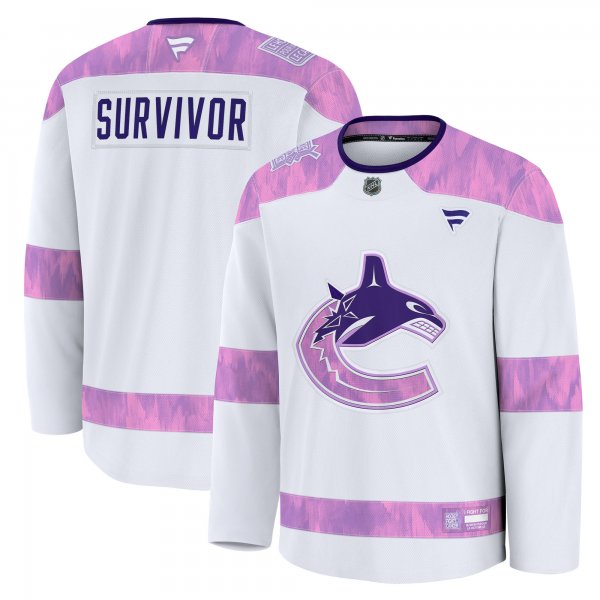 Men's Vancouver Canucks Fanatics White Hockey Fights Cancer Practice Jersey