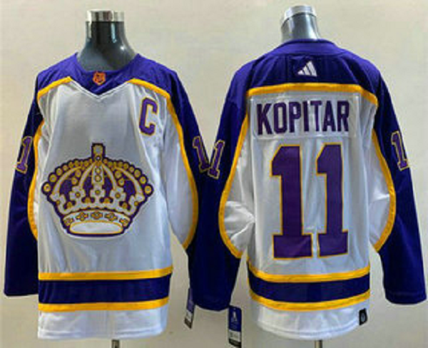 Men's Los Angeles Kings #11 Anze Kopitar White 2022 Reverse Retro NHL Jersey