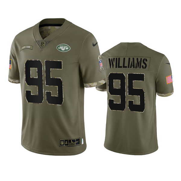 New York Jets Quinnen Williams #95 Olive 2022 Salute To Service Limited Jersey