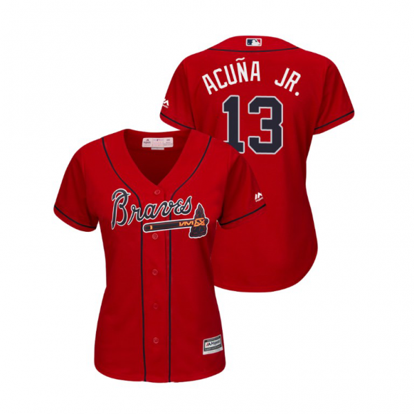 Women's Atlanta Braves Ronald Acuna Jr. Majestic Alternate 2019 Cool Base MLB Jersey