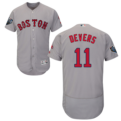 Boston Red Sox #11 Rafael Devers Grey Flexbase Collection 2018 World Series Stitched MLB Jersey