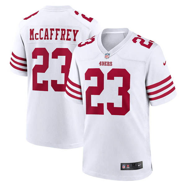 Men's San Francisco 49ers Christian McCaffrey #23 Nike White Limited Player Jersey