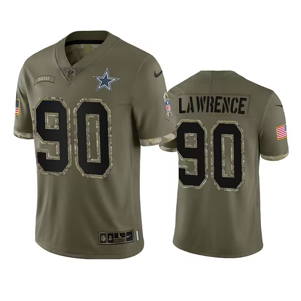 Men's Dallas Cowboys #90 Demarcus Lawrence Olive 2022 Salute To Service Limited NFL Jersey