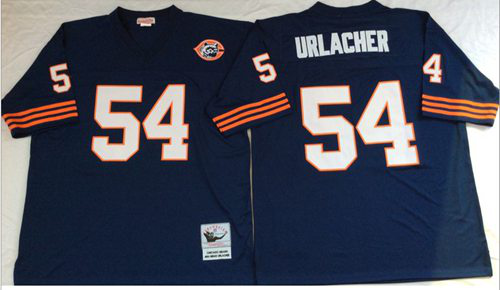 MitchellAndNess Chicago Bears #54 Brian Urlacher Blue Big No. Throwback Stitched NFL Jersey