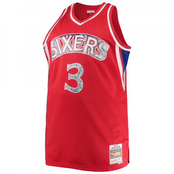 Men's Philadelphia 76ers Allen Iverson Mitchell & Ness Red Big & Tall 1996/97 NBA 75th Anniversary Diamond Swingman Jersey