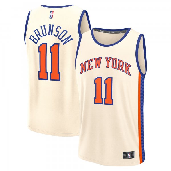 Men's New York Knicks #11 Jalen Brunson Fanatics Cream 2025/26 City Edition Fast Break Jersey