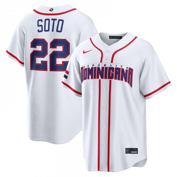 Men's Dominican Republic Baseball Juan Soto Nike White 2026 World Baseball Classic Home Stadium Jersey