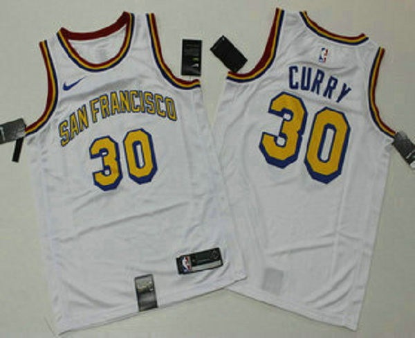 Men's Golden State Warriors #30 Stephen Curry White 2019 Nike Swingman Printed NBA Jersey