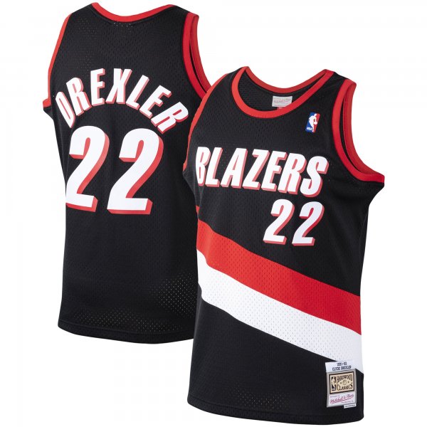 Men's Portland Trail Blazers Clyde Drexler Mitchell & Ness Black 1991/92 Hardwood Classics Swingman Jersey