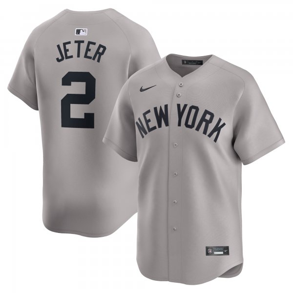 Men's New York Yankees #2 Derek Jeter Nike Gray Away Limited Player Jersey