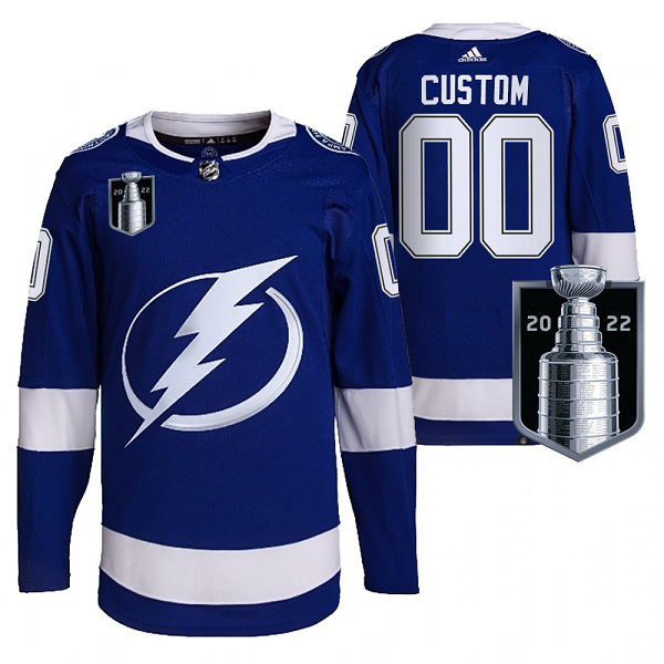 Men's Tampa Bay Lightning 2022 Stanley Cup Playoffs Blue Custom Jersey