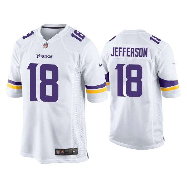 Men's #18 Justin Jefferson Minnesota Vikings White 2020 NFL Draft Game Jersey