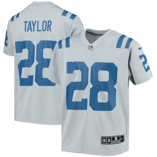 Youth Indianapolis Colts Jonathan Taylor Nike Gray Inverted Team Game Jersey