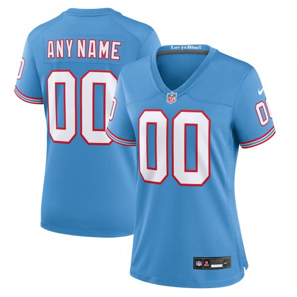 Women's Tennessee Titans Nike Light Blue Oilers Throwback Custom Game Jersey