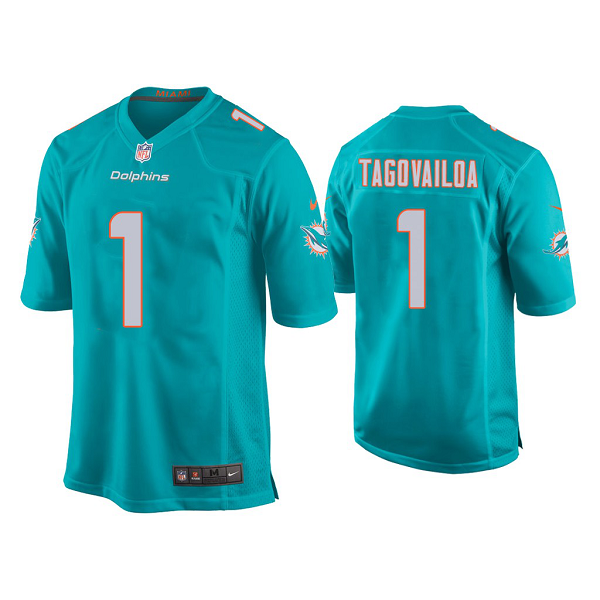 Youth #1 Tua Tagovailoa Miami Dolphins Aqua 2020 NFL Draft Game Jersey