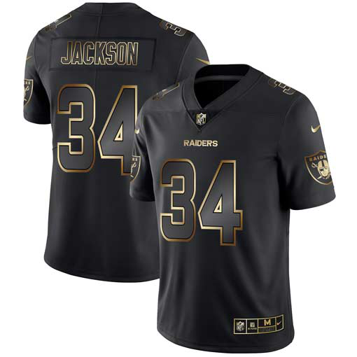 Men's Nike Las Vegas Raiders #34 Bo Jackson Black Gold Vapor Untouchable Limited NFL Jersey