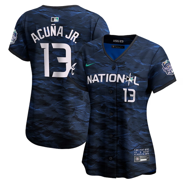 Women's National League #13 Ronald Acuna Jr. Nike Royal 2023 MLB All-Star Game Cool Base Jersey