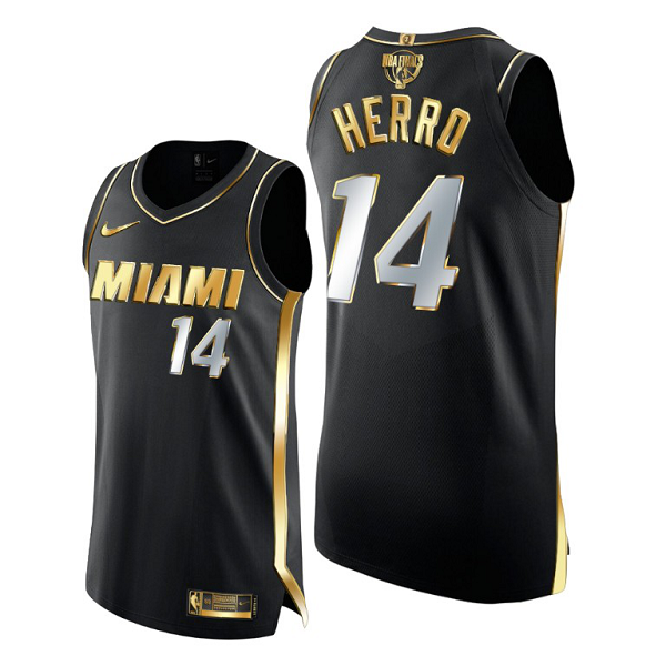 Miami Heat Tyler Herro 2020 NBA Finals Golden Limited Edition Black Jersey 2020-21