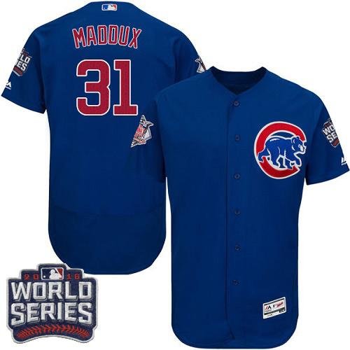 Chicago Cubs #31 Greg Maddux Blue Flexbase Collection 2016 World Series Bound Stitched MLB Jersey