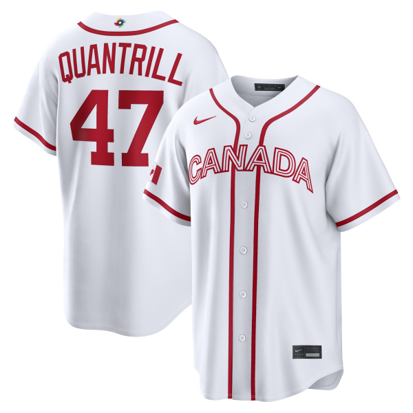 Men's Canada Baseball Cal Quantrill Nike White 2026 World Baseball Classic Home Stadium Jersey