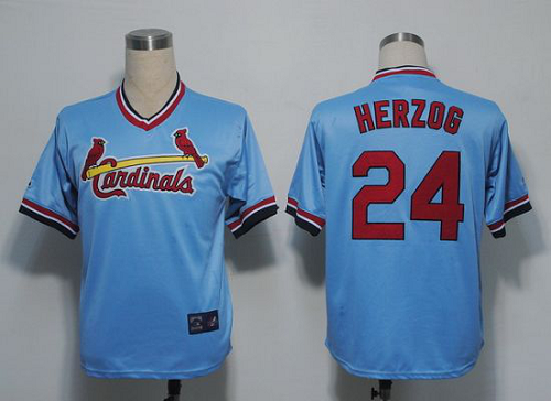 Mitchell And Ness St. Louis Cardinals #24 Whitey Herzog Blue Throwback Stitched MLB Jersey