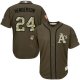 Oakland Athletics #24 Rickey Henderson Green Salute to Service Stitched MLB Jersey