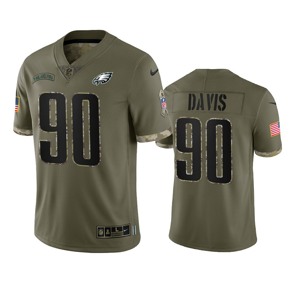 Philadelphia Eagles Jordan Davis Olive 2022 Salute To Service Limited Jersey #90